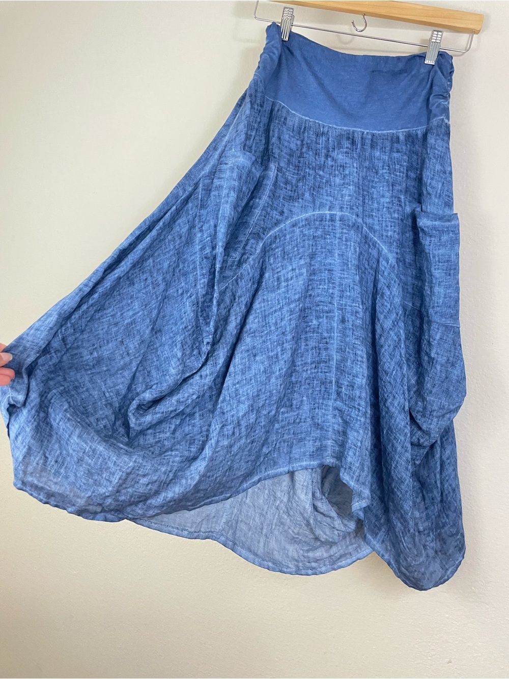 Inizio MAGIC 2 Pocket Linen Skirt Size L Coastal Lagenlook Boho - Picture 7 of 9